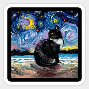 Black Tuxedo Cat Night 2 Sticker